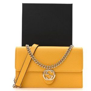 SOLD!!  GG Interlocking Pebbled Leather Crossbody Bag Yellow